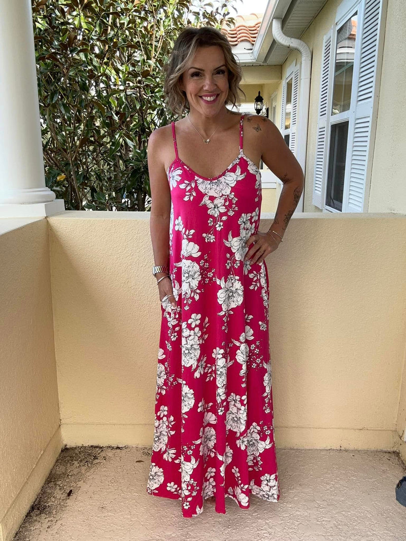 Maxed Out Maxi Dress - Hot Pink Floral