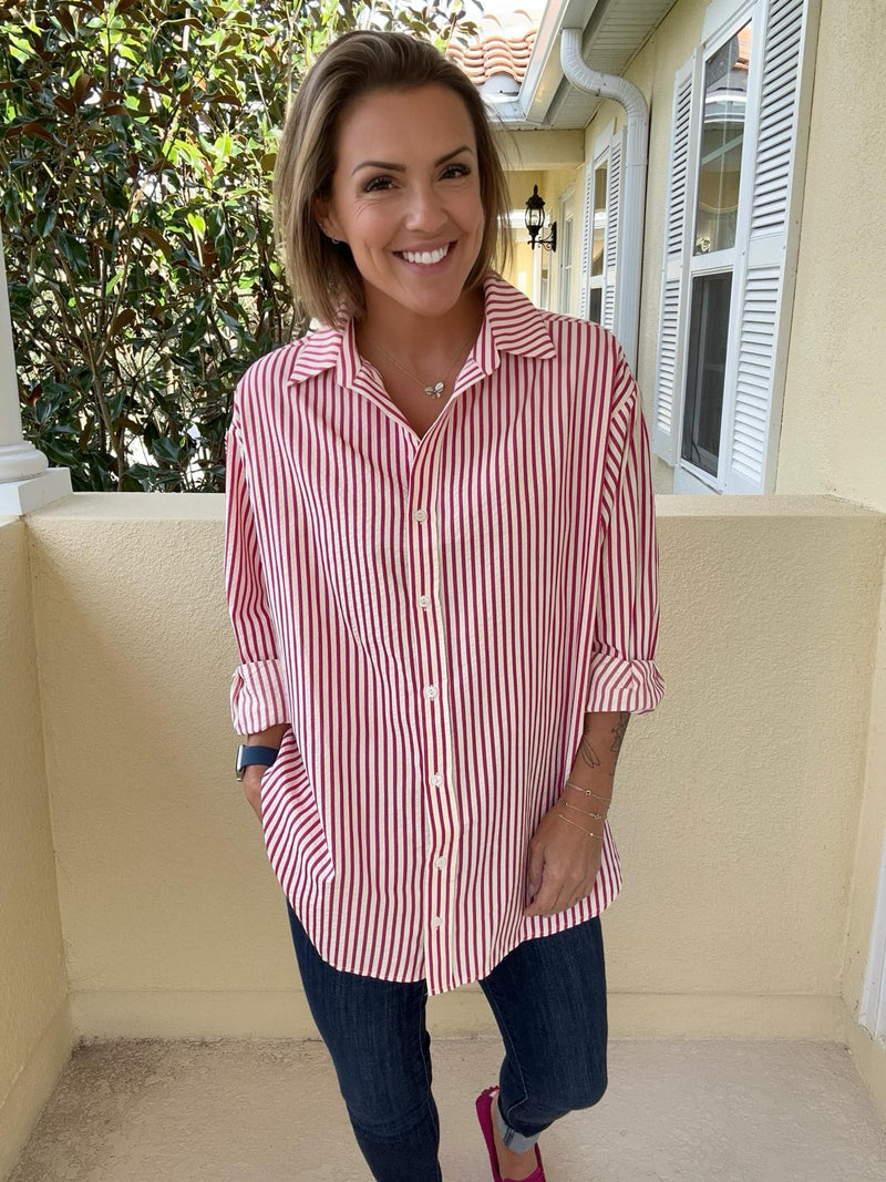Risky Business Button Down - Hot Pink