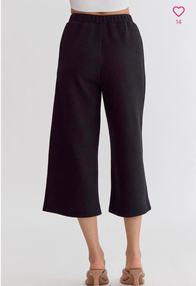 Textured To Perfection Cropped Pants - Black