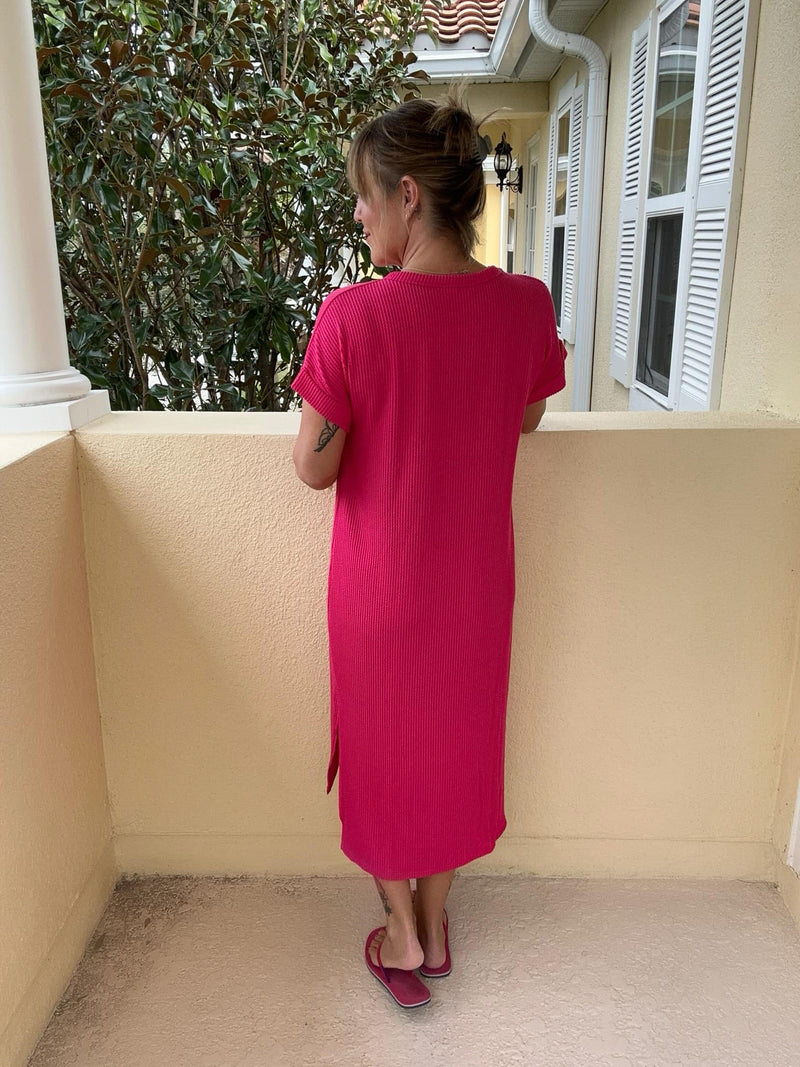 Casually Cool Midi Dress - Hot Pink