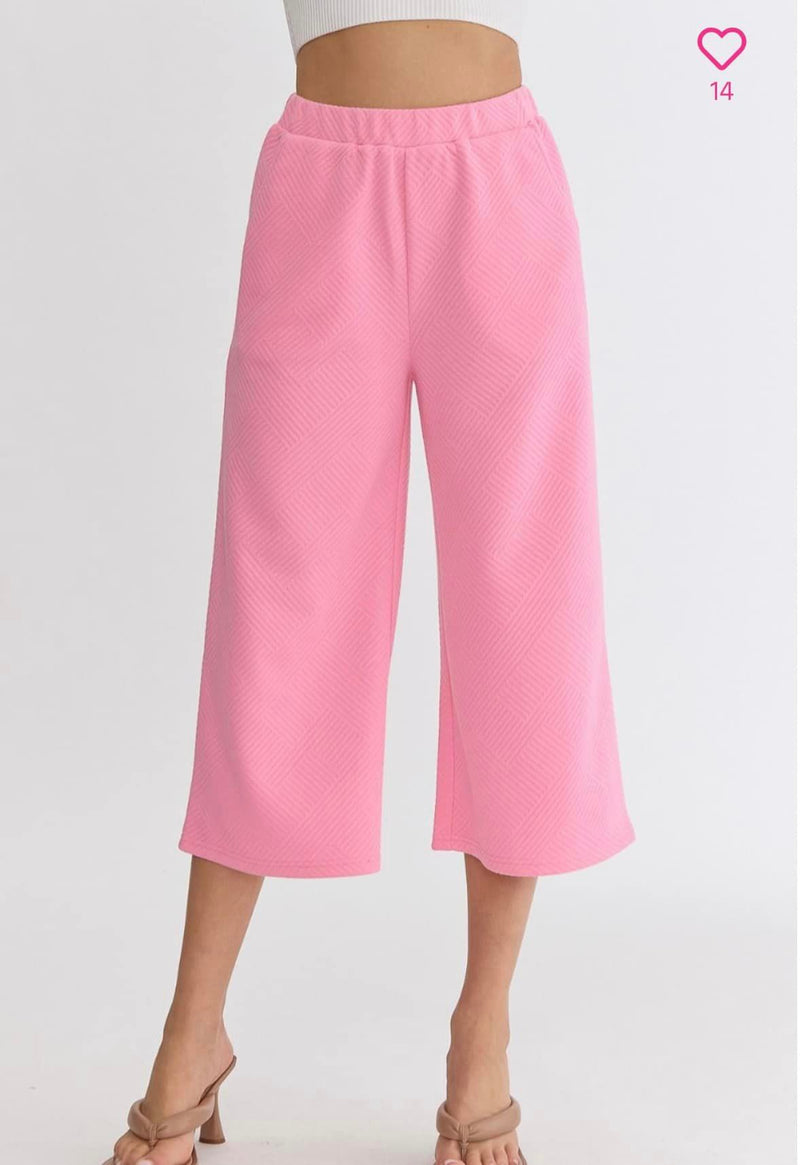 Textured To Perfection Cropped Pants - Pink