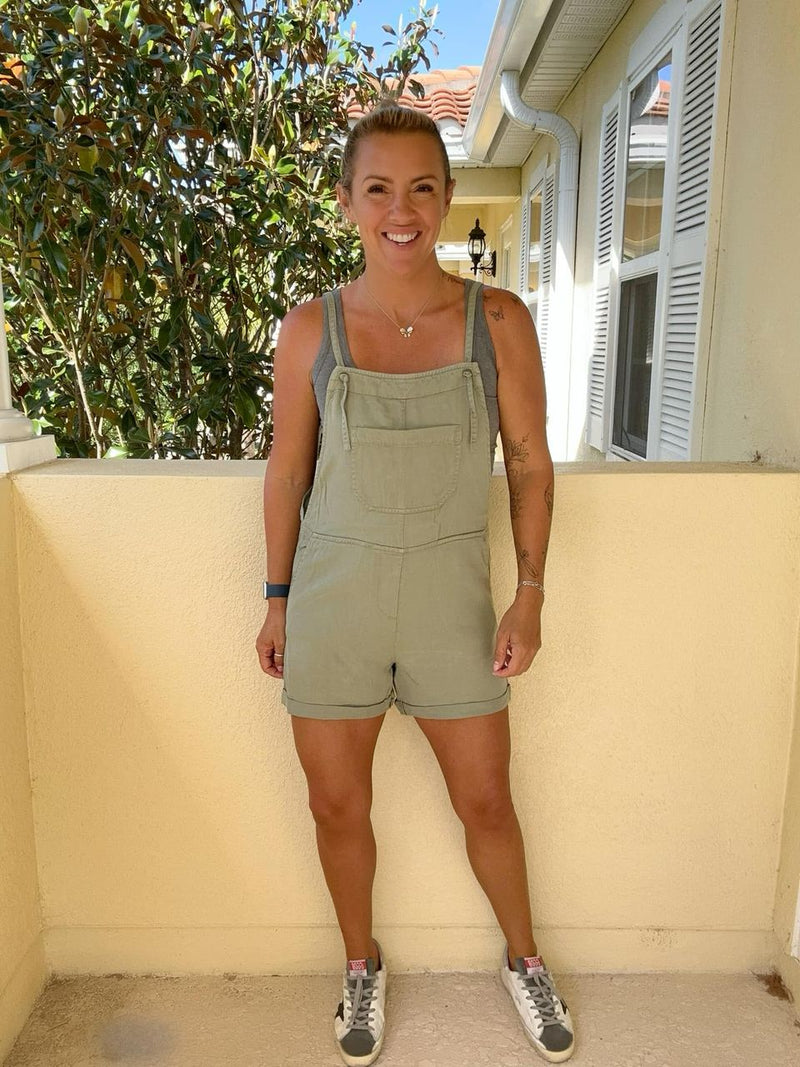 RISEN Tencel Overall Shorts - Olive
