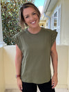 Learn To Fly Grommet Sleeve Top - olive