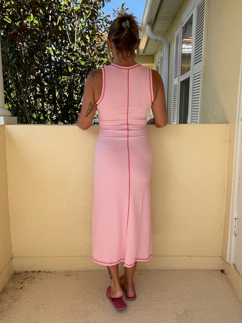 Casually Cool Midi Dress - Baby Pink
