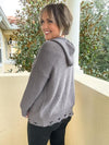 Sawyer Distressed Sweater Hoodie - Taupe
