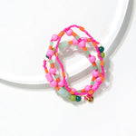 Ink + Alloy Pink Green Mixed Trio Of Beaded Stretch Bracelets