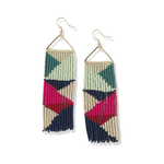 Ink + Alloy Hot Pink Ivory Navy Triangles On Triangle Earring